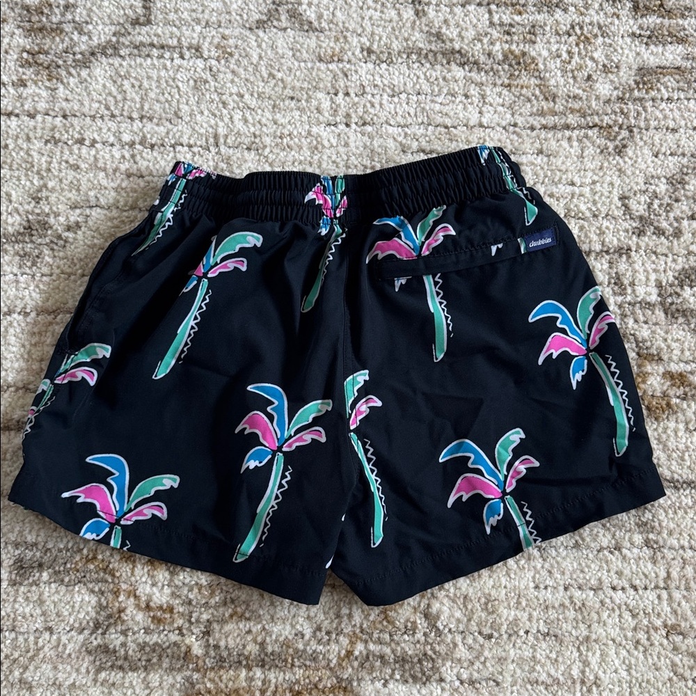 Chubbies Men’s Black Swim Shorts With Neon Palm Tree Print Mesh Lined Size Small - Picture 7 of 7